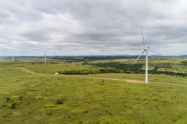 Wind farm in green hills